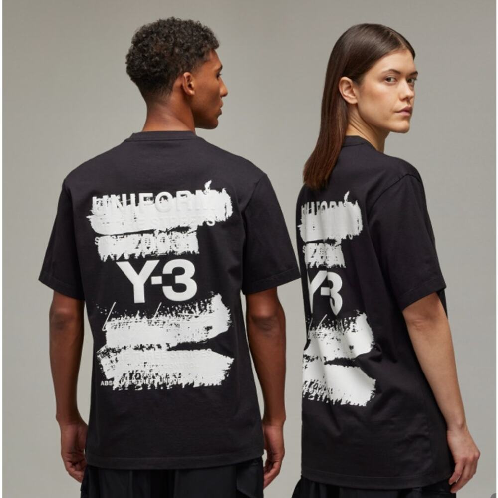 Y-3 Adidas Shirt Men Medium GFX Short Sleeve Tee Yohji Yamamoto Black Streetwear